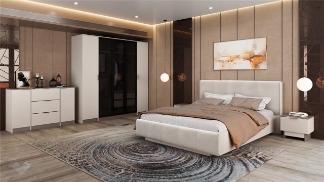 Спален комплект Лусо с включен матрак Бонел 160/200 кашмир с лате