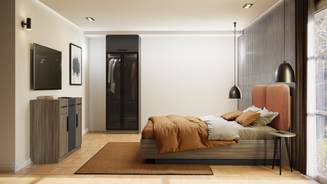 Спален комплект Наоми с включен матрак Бонел 160/200 дъб дилън тъмен с графит