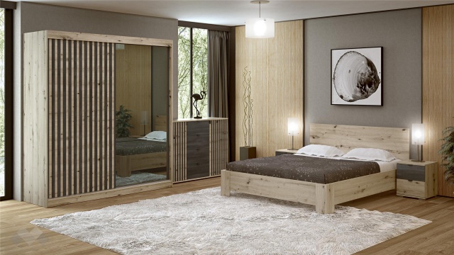 Спален комплект Верона дъб артисан - МебелМаг Спален комплект Верона дъб артисан