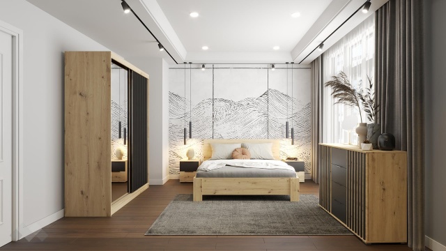 Спален комплект Верона дъб артисан - МебелМаг Спален комплект Верона дъб артисан