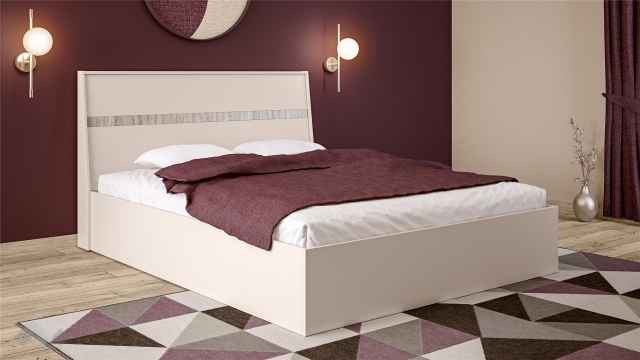 Спалня 160/200 Керина с включен матрак Бонел 160/200 памучно бежов с траверт - МебелМаг Спалня 160/200 Керина с включен матрак Бонел 160/200 памучно бежов с траверт