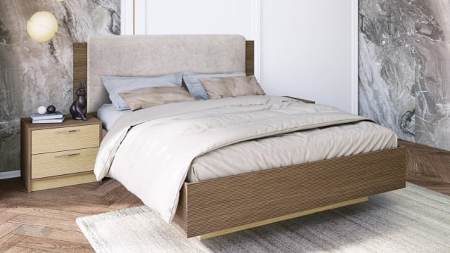 Спалня с нощни шкафчета 160/200 Мирела дъб линеа с орех линеа