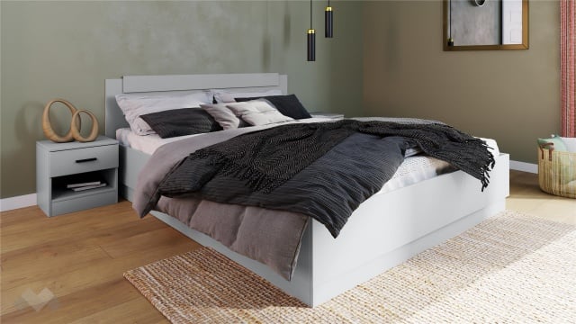 Спалня с нощни шкафчета 160/200 Скай с включен матрак Бонел 160/200 нардо сив - МебелМаг Спалня с нощни шкафчета 160/200 Скай с включен матрак Бонел 160/200 нардо сив