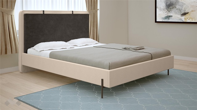 Спалня 160/200 Салвадор с включен матрак Бонел 160/200 памучно бежов с атрацит - МебелМаг Спалня 160/200 Салвадор с включен матрак Бонел 160/200 памучно бежов с атрацит