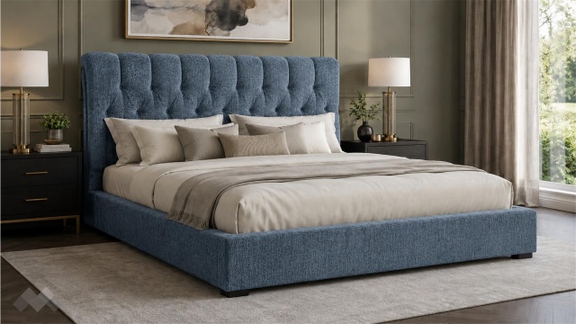 Тапицирана спалня 180/200 Деляра с включен матрак Sleep Nuvia 180/200 син