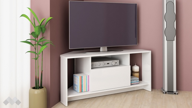 ТВ шкаф Блейк бял гланц - МебелМаг ТВ шкаф Блейк бял гланц