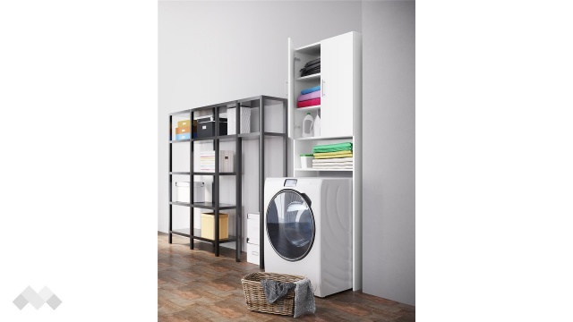 Висок шкаф Ози бяло гладко - МебелМаг Висок шкаф Ози бяло гладко