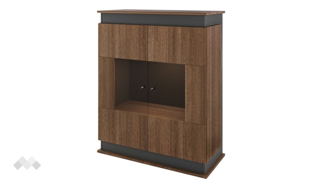 Висок шкаф с витрина Купър песаро с графит