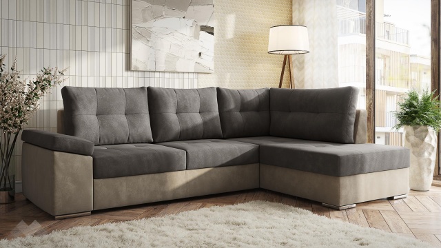 Ъглов диван Аланис с посока кафяв със светло кафяво
