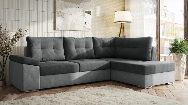 Ъглов диван Аланис с посока графит със сиво - МебелМаг Ъглов диван Аланис с посока графит със сиво