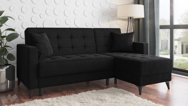 Ъглов диван Амалия универсален ъгъл черен