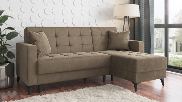 Ъглов диван Амалия универсален ъгъл кафяв