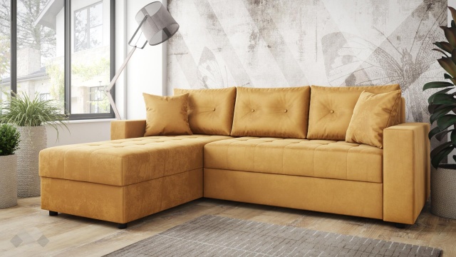Ъглов диван Сингъл с посока горчица