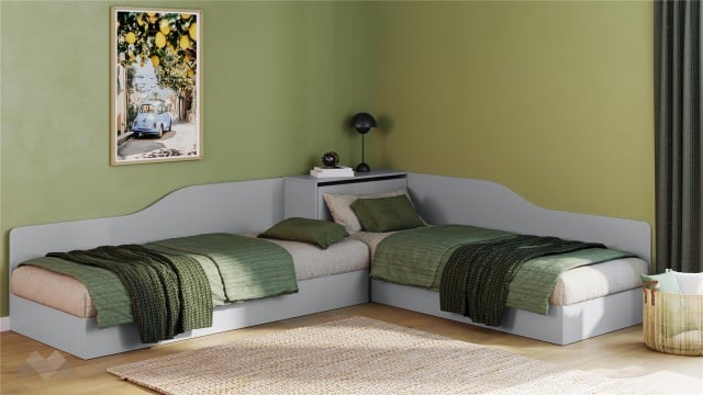 Ъглови легла 82/190 Скай с включени матраци Бонел 82/190 нардо сив