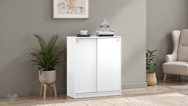 Шкаф за обувки Андре бяло гладко