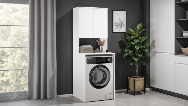 Шкаф за перална машина Тино бяло гладко