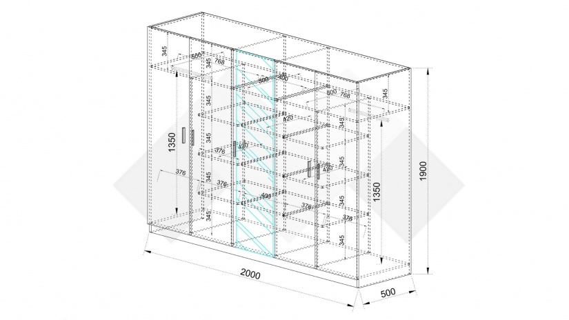 Гардероб Шайн петкрилни бял гланц с бяло - изглед 4 - МебелМаг Гардероб Шайн петкрилни бял гланц с бяло - изглед 4
