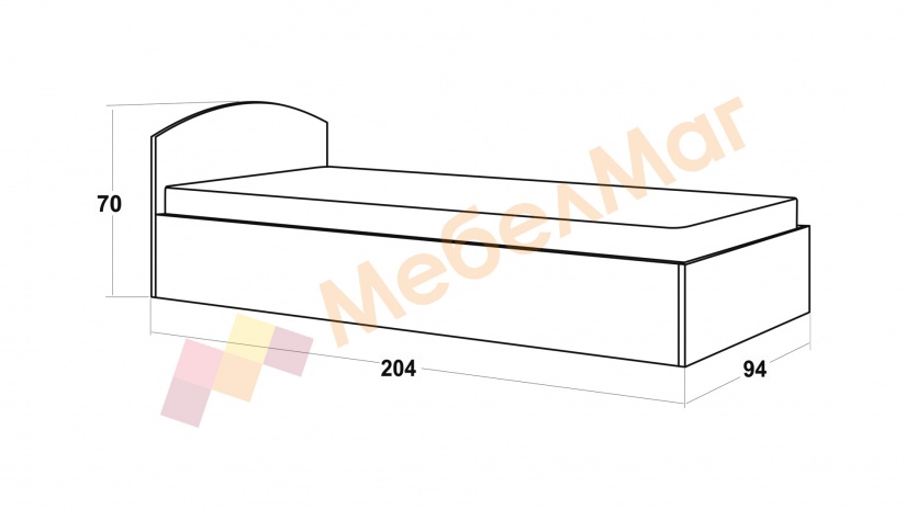 Легло 90/200 Галати с включен матрак Бонел 90/200 дъб вотан светъл с антрацит - изглед 3