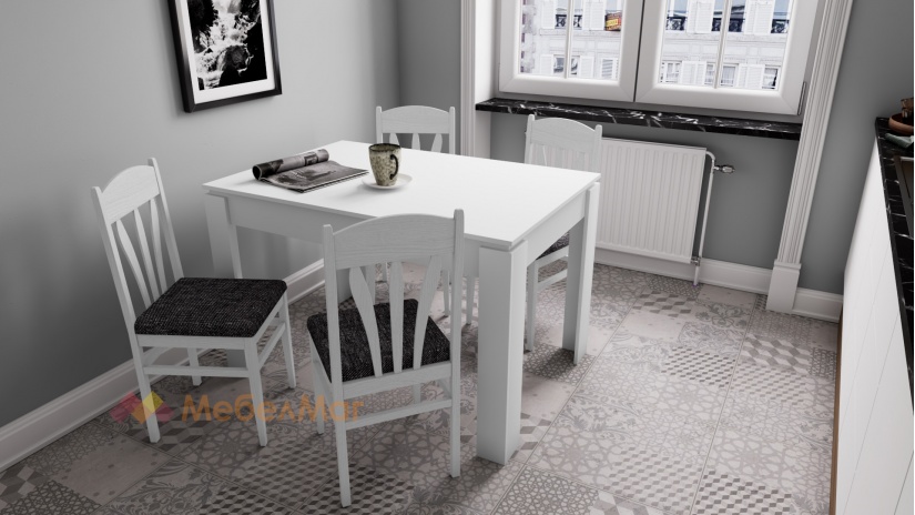 Трапезен комплект Дени М комплект със столове бял - изглед 1