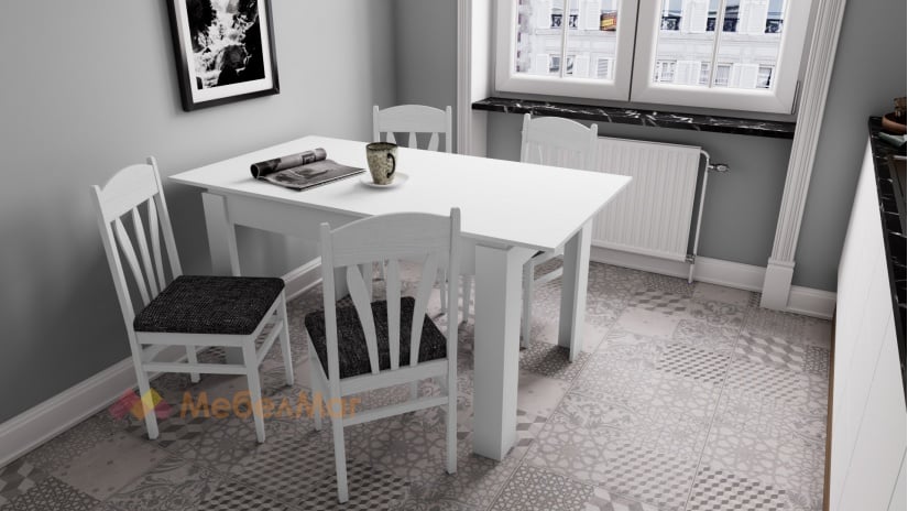 Трапезен комплект Дени М комплект със столове бял - изглед 2