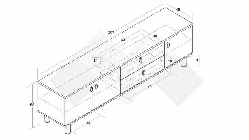 ТВ шкаф Бохем дъб флорида с пясъчно сиво - изглед 3