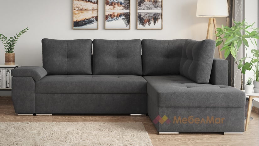 Ъглов диван Милан с посока графит - изглед 1