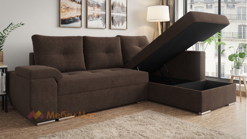 Ъглов диван Милан с посока кафяв - изглед 3
