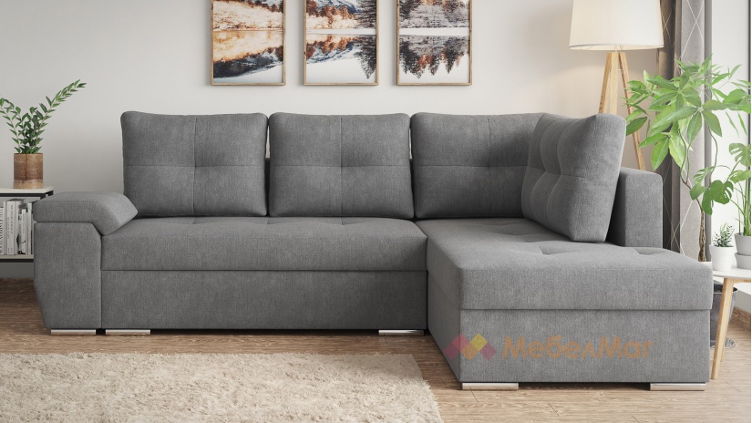 Ъглов диван Милан с посока сив - изглед 1