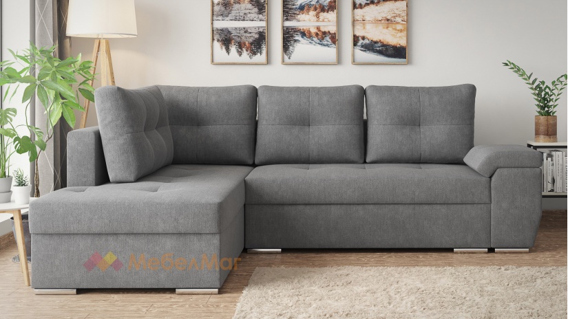 Ъглов диван Милан с посока сив - изглед 1