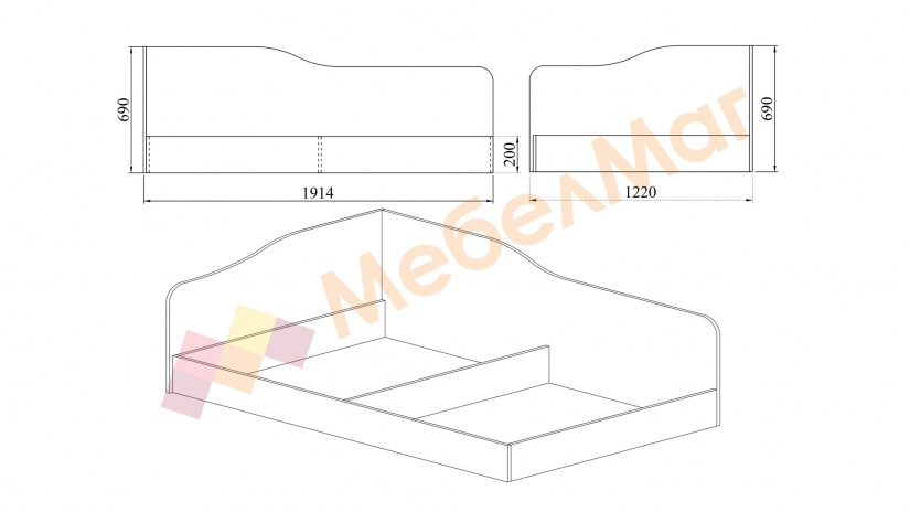 Ъглово легло Шайн с включен матрак Бонел 120/190 бял гланц - изглед 3