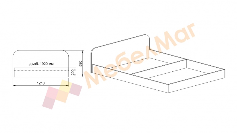 Легло 120/190 Брад мока с лате - изглед 5