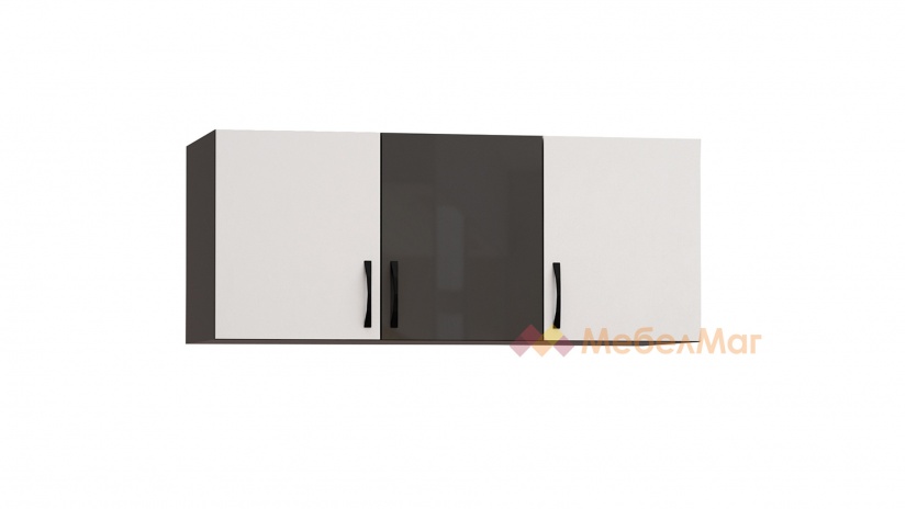 Надстройка за трикрилен гардероб Галати антрацит гланц с бял гланц - изглед 1