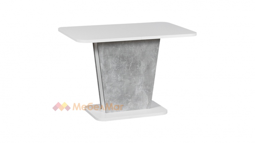 Трапезна маса Калипсо разтегателна бяло с бетон - изглед 1