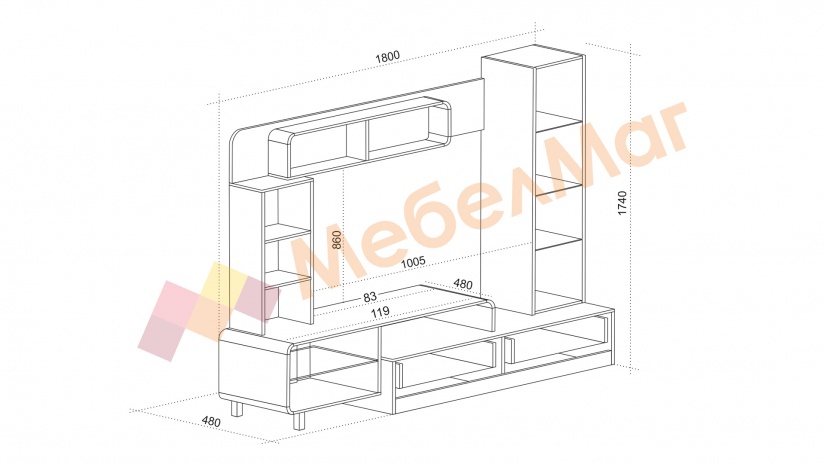 Секция Каризма с витрина босфор с античен дъб - изглед 3