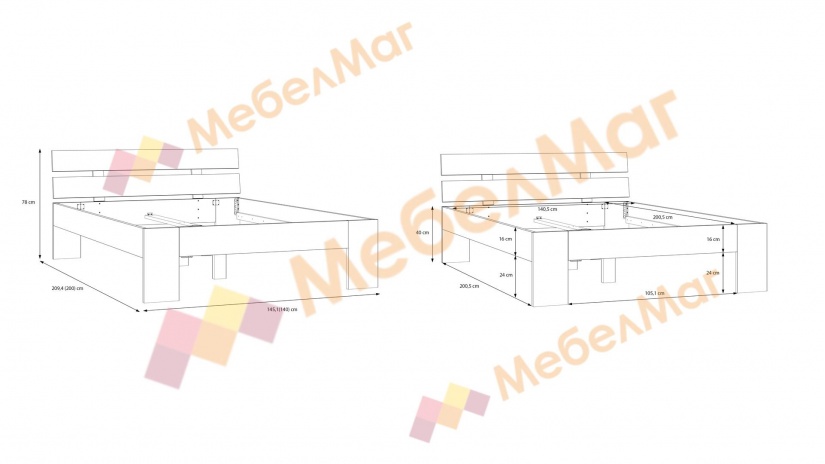 Спалня 140/200 Дирфилд с включен матрак Бонел 140/200 бяло - изглед 5