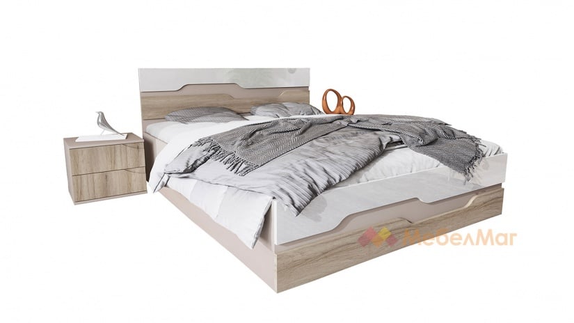 Спален комплект Дионис сатен с бяло гланц и сонома - изглед 13