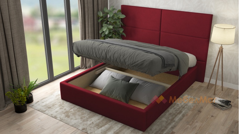 Тапицирана спалня Поля с включен матрак Бонел 160/200 червена - изглед 2