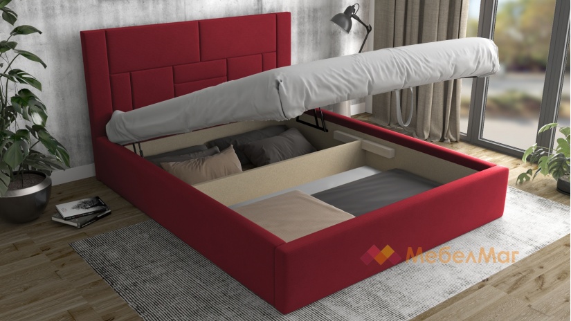 Тапицирана спалня 160/200 Биляна с включен матрак Бонел 160/200 червена - изглед 2
