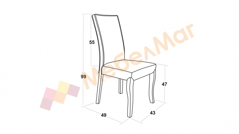 Трапезен стол Лена сив с бяло - изглед 3