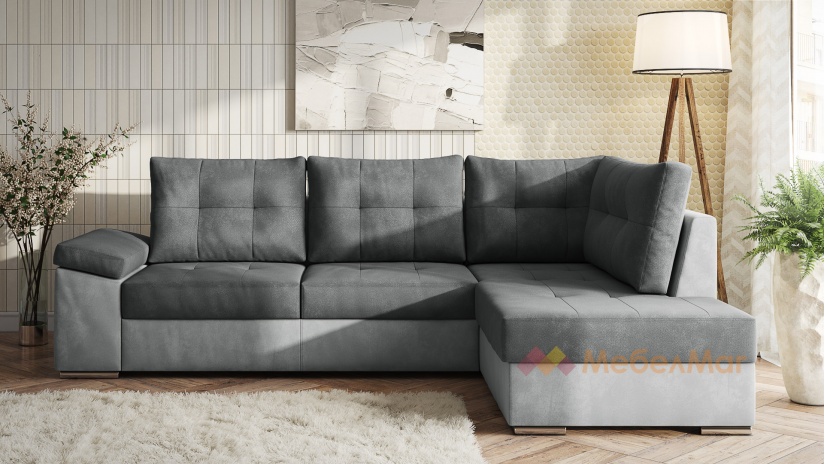 Ъглов диван Аланис с посока графит със сиво - изглед 2