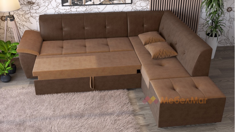 Ъглов диван Астра с посока кафяв със светло кафяво - изглед 3