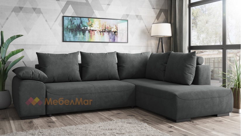 Ъглов диван Билбао с посока графит - изглед 1