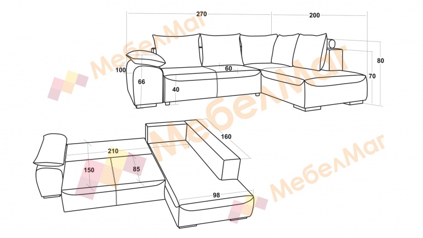 Ъглов диван Билбао с посока графит - изглед 5