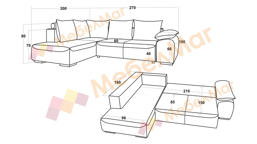 Ъглов диван Билбао с посока графит - изглед 5