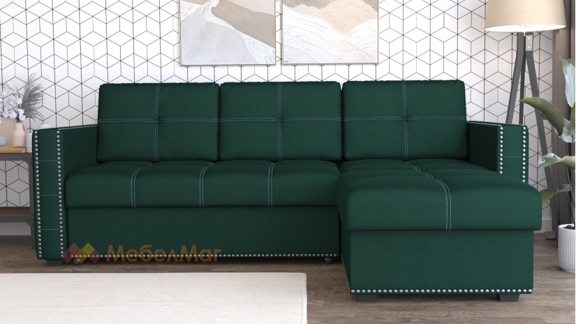Ъглов диван Леонардо универсален зелен - изглед 2