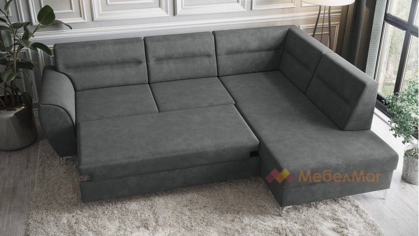 Ъглов диван Новара с посока графит - изглед 3