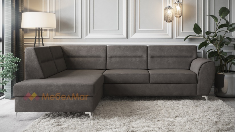 Ъглов диван Новара с посока кафяв - изглед 2