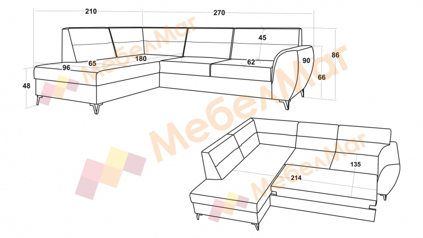 Ъглов диван Новара с посока графит - изглед 4
