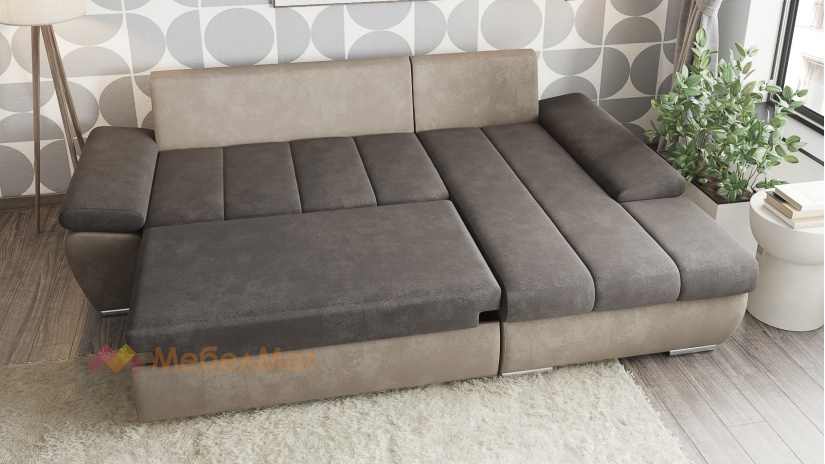 Ъглов диван Савона с посока кафяв със светло кафяво - изглед 3