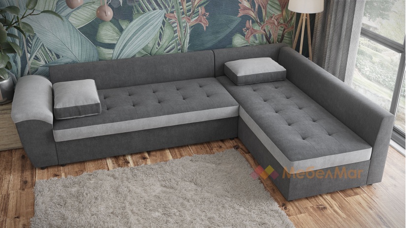 Ъглов диван Анкона с посока тъмно сив със силвър - изглед 4